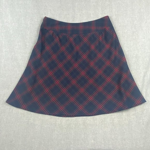 Zac & Rachel Skirt Women Size 8 Plaid Navy Red‎ A-Line Stretch Side Zip - Picture 4 of 12